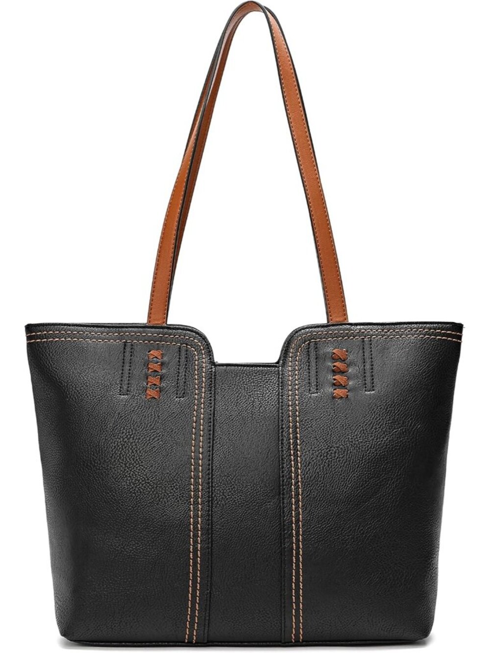 Women's Black Leather Top Handle Satchel Purse Oversized Shoulder West Tote Bag